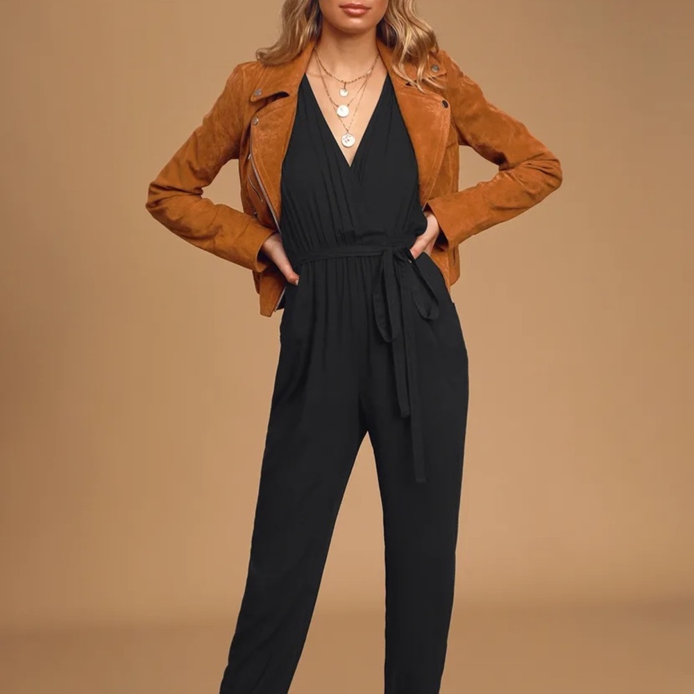 Lulu’s Black Sleeveless Surplice Jumpsuit